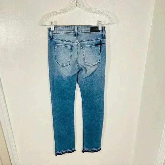 RtA Curtis Skinny Jeans in Instinct Distressed Denim Blue Designer Raw Hem - Picture 5 of 11